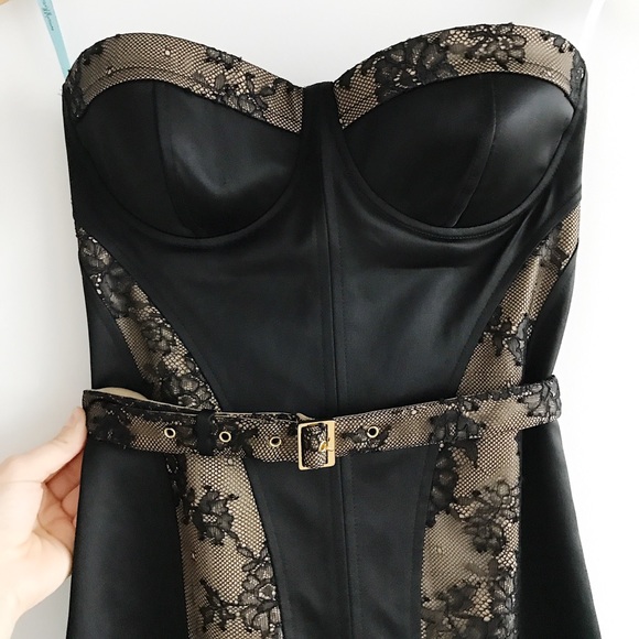 Marciano Dresses & Skirts - Marciano Black Strapless corset style lacy dress